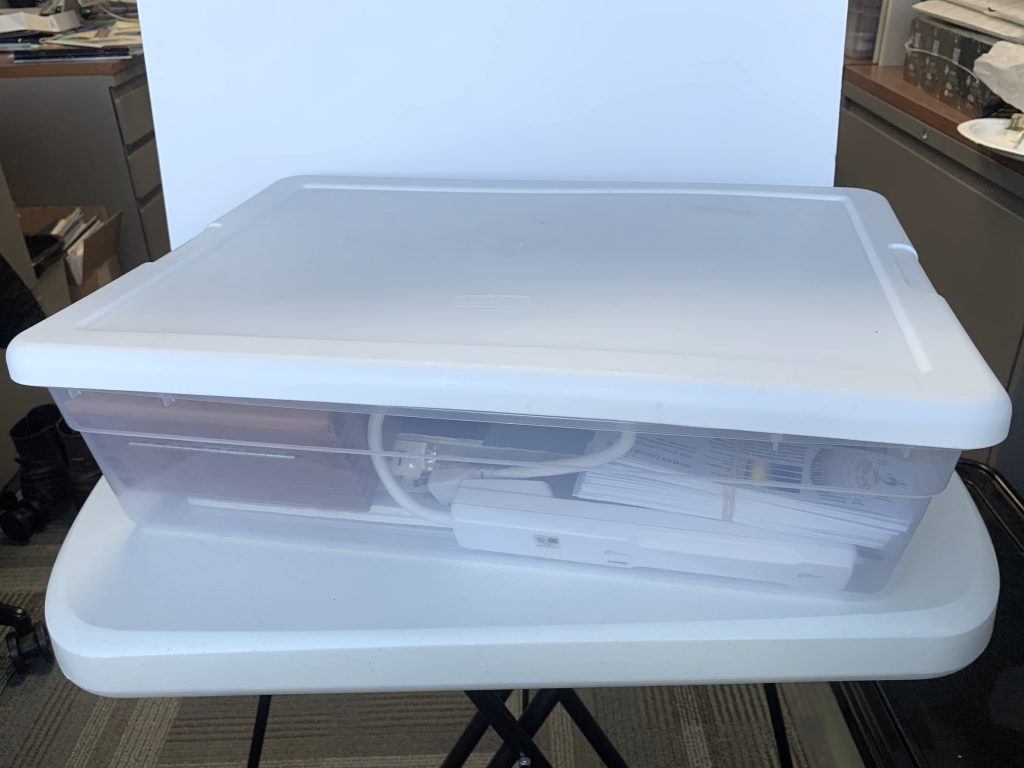 Tub containing the how we perceive color kit.