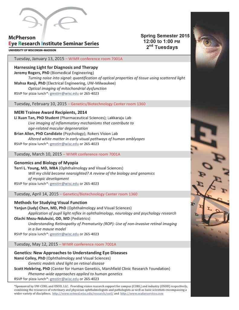Spring 2015 Seminar Series schedule