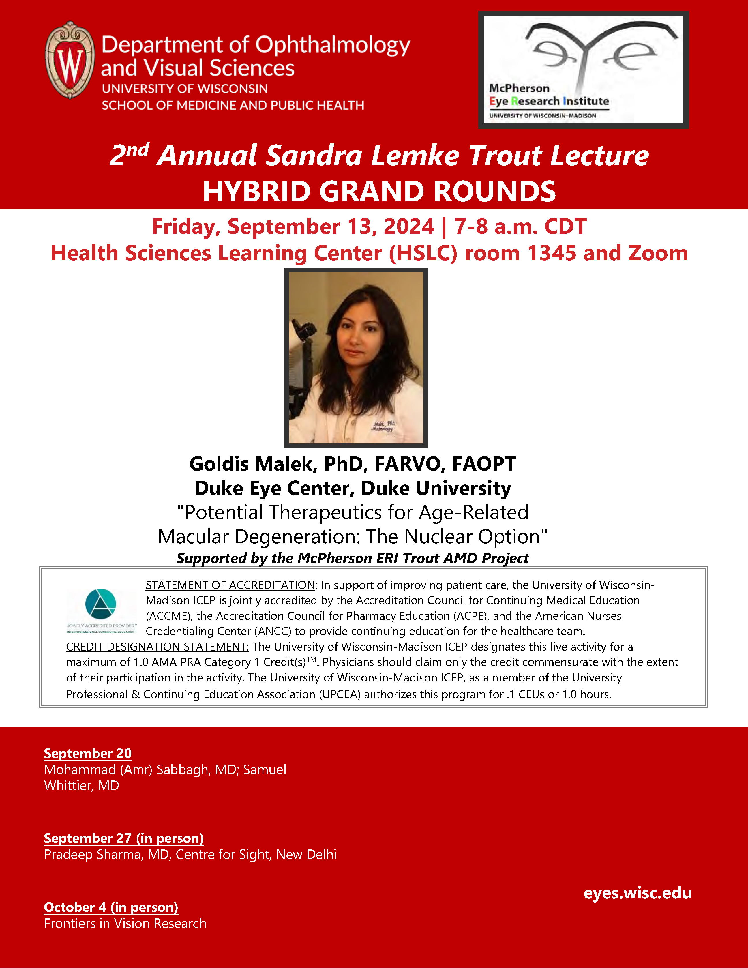 2nd Annual Sandra Lemke Trout Lecture poster