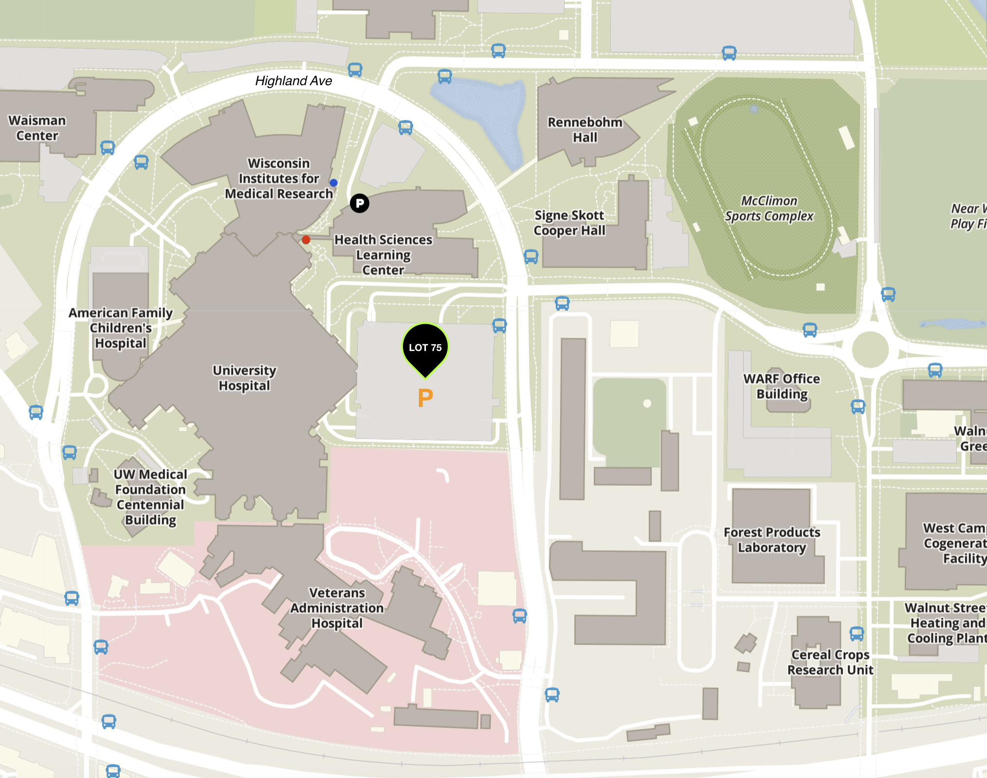 Google map showing parking garage next to WIMR 3571
