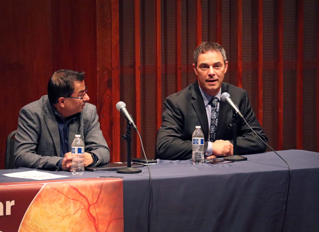 Dr. Kapil Bharti (left) and Dr. Michael Altaweel (right) field questions from the audience.