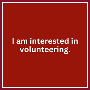 A button stating "I am interested in volunteering"