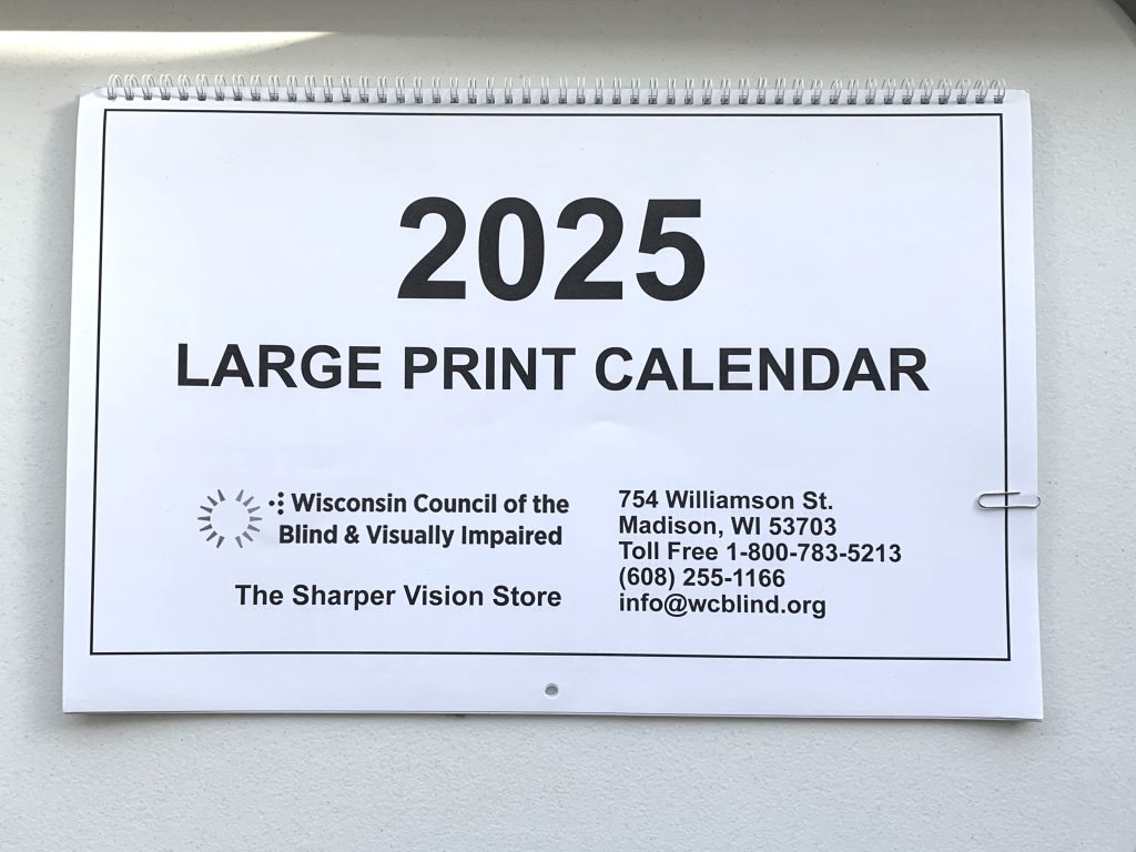 Large Print Calendar for the Different Ways of Seeing Exploration Station kit