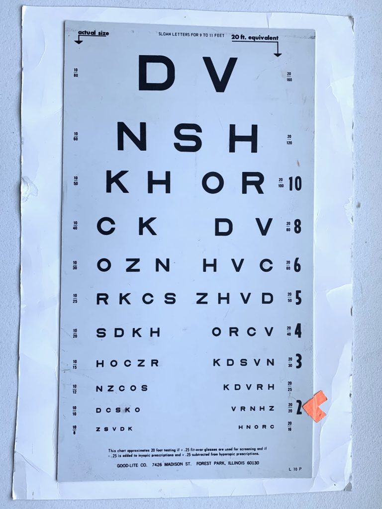 Vision test poster located in the Different Ways of Seeing Exploration Station kit