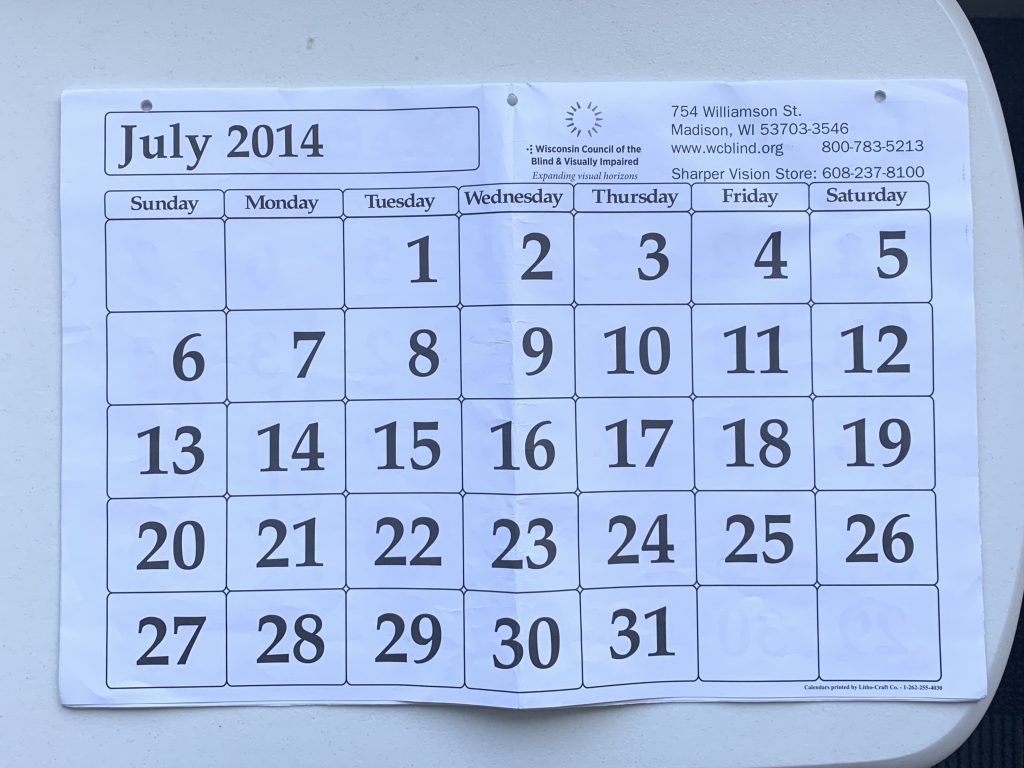 Large Print Calendar in the Different Ways of Seeing Exploration Station kit