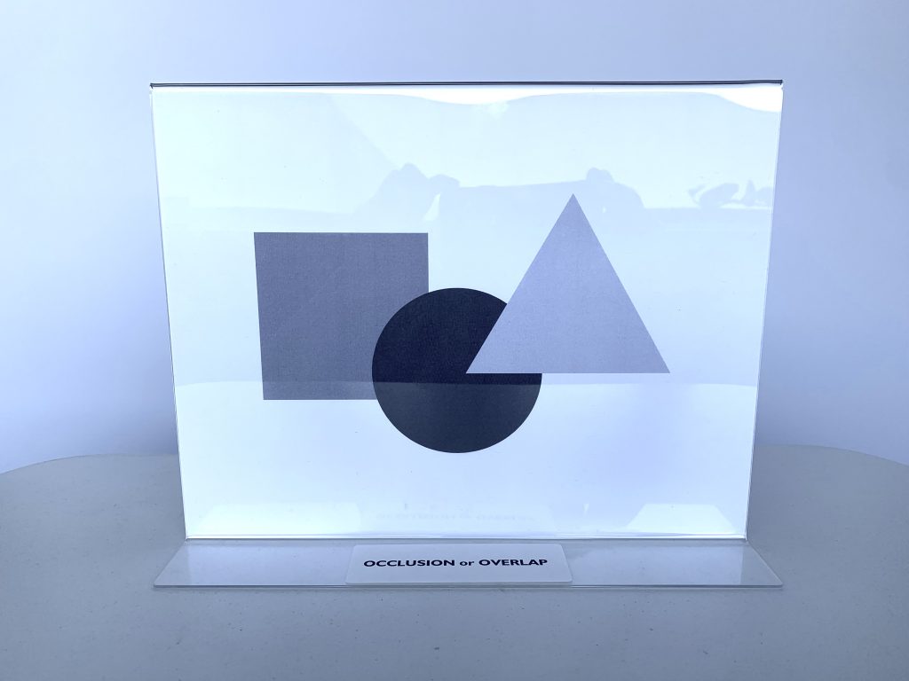 Example of occlusion located in the Seeing Near and Far kit. Image is double-sided.