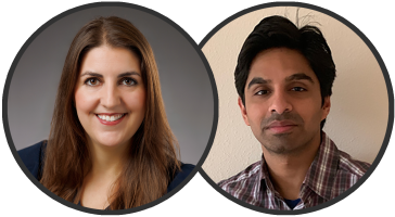 Headshots of Miranda Scalabrino and Raunak Sinha.