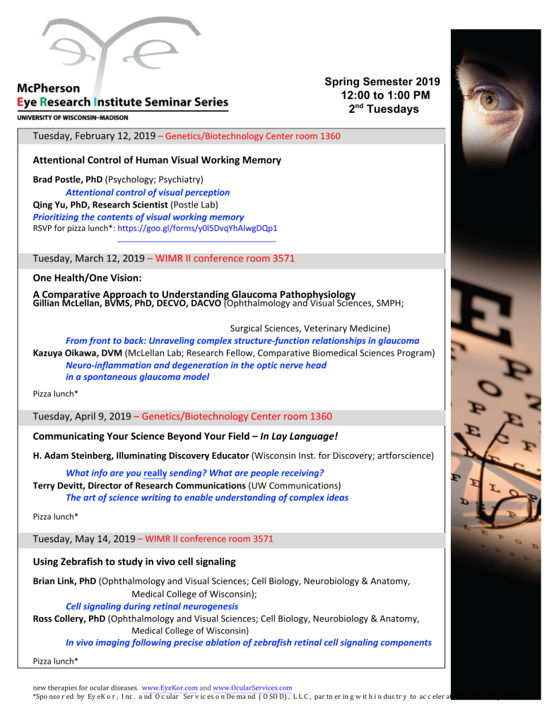 Spring 2019 Seminar Series schedule