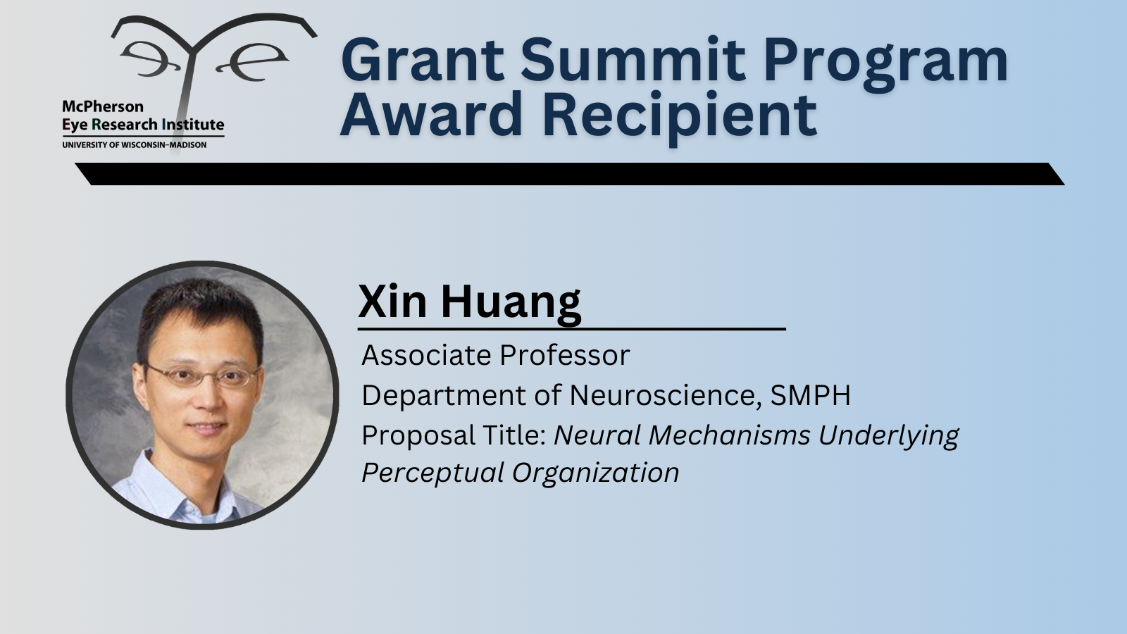 Xin Huang's award announcement image