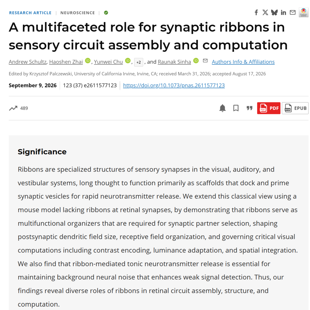 Collaborative Study by MERI Members Published in PNAS